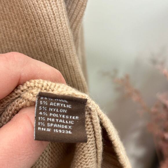 J. MCLAUGHLIN Oslo Fair Isle Wool Sweater Nordic Tan Cream Sz M {3R42} - Picture 5 of 5